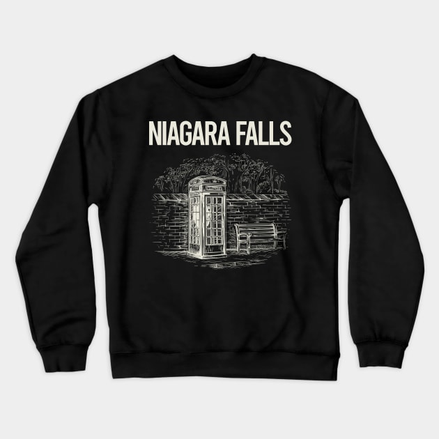 Vintage Phone Booth Niagara Falls Crewneck Sweatshirt by rosenbaumquinton52